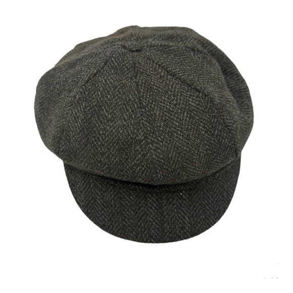 Vintage Crown Cap Signature L Brown Grey Tweed Newsboy Flatcap Hat Cap Cadet - Picture 8 of 12